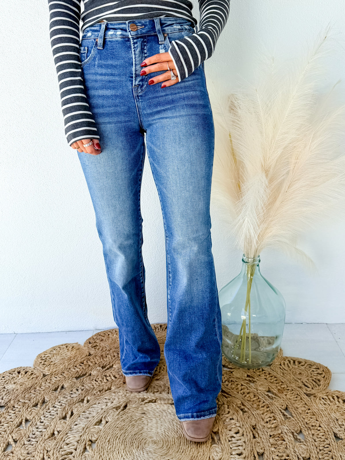 Heart To Heart Dark Wash Tummy Control Flare Jeans