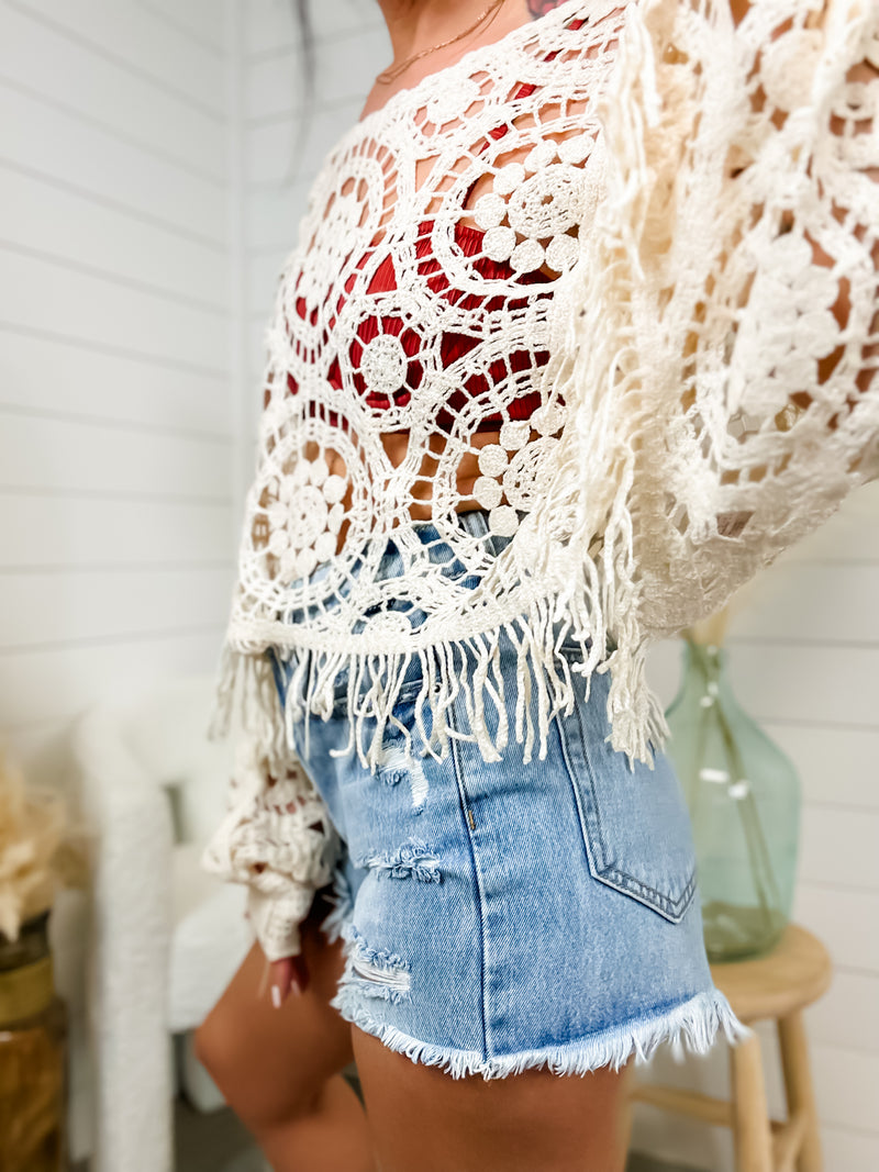 The Perfect Time Oatmeal Crochet Coverup