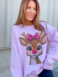 Faux Yarn Reindeer Graphic Top