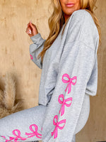 Sweet Fling Grey Bow Pullover