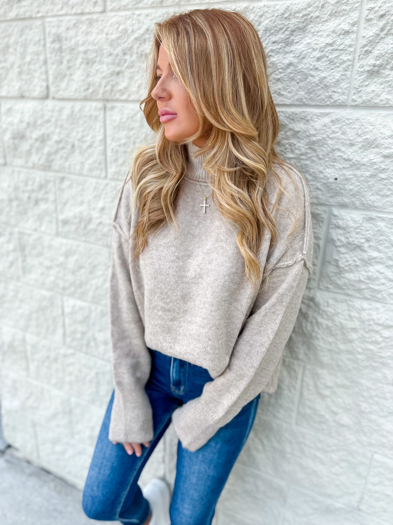 Simple Bliss Taupe Sweater