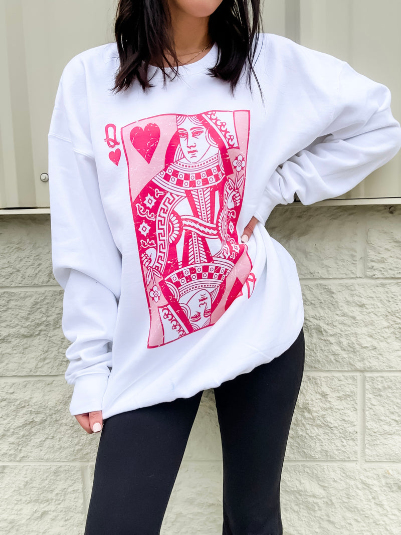 Pink Queen Of Hearts Graphic Sweatshirt