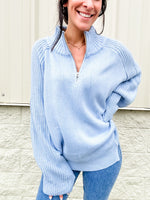 Beautiful Innocence Blue Zip Sweater