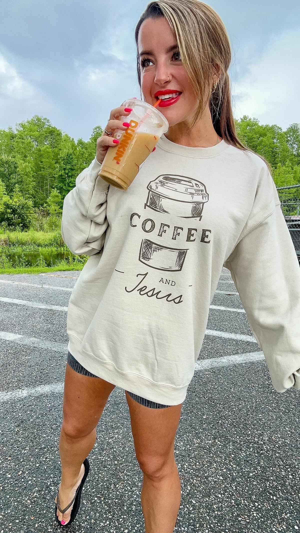 Coffee Cup Jesus Graphic Pullover