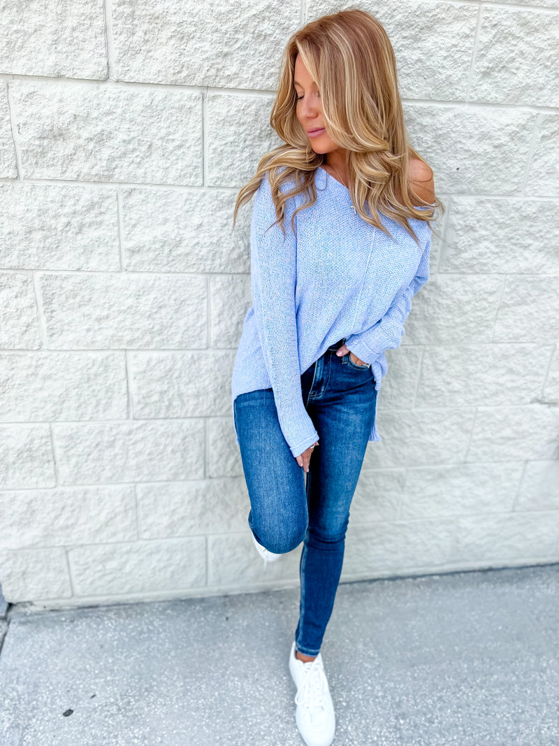 Can't Escape You Periwinkle Lightweight Sweater