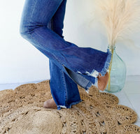 Full Of Dreams Dark Front Slit Flare Jeans