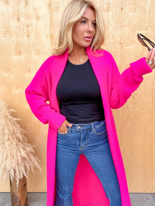 Blushing Over You Fuchsia Luxury Cardigan