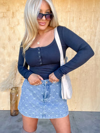 Always About You Ribbon Detail Denim Skort