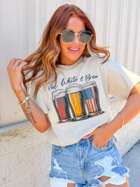 Brew Red White Graphic Top