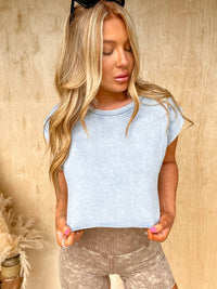 Casual Setting Blue Cropped Top