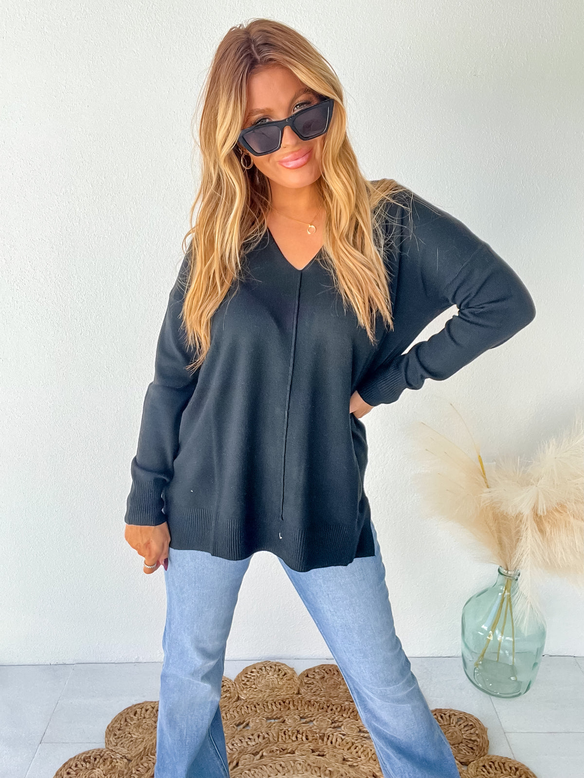 Inspired Moments Black Front Seam Top