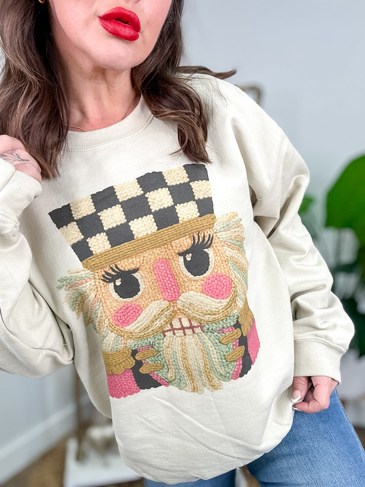 Faux Yarn Nutcracker Graphic Top