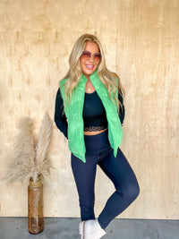 Always Daring Green Puffer Vest