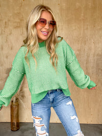 All About You Green Knit Sweater