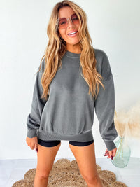 No Apologies Ash Black Oversized Pullover