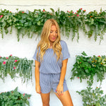 Out Of Excuses Denim Blue Ribbed Romper
