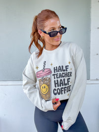 Half Teacher Half Coffee Graphic Top