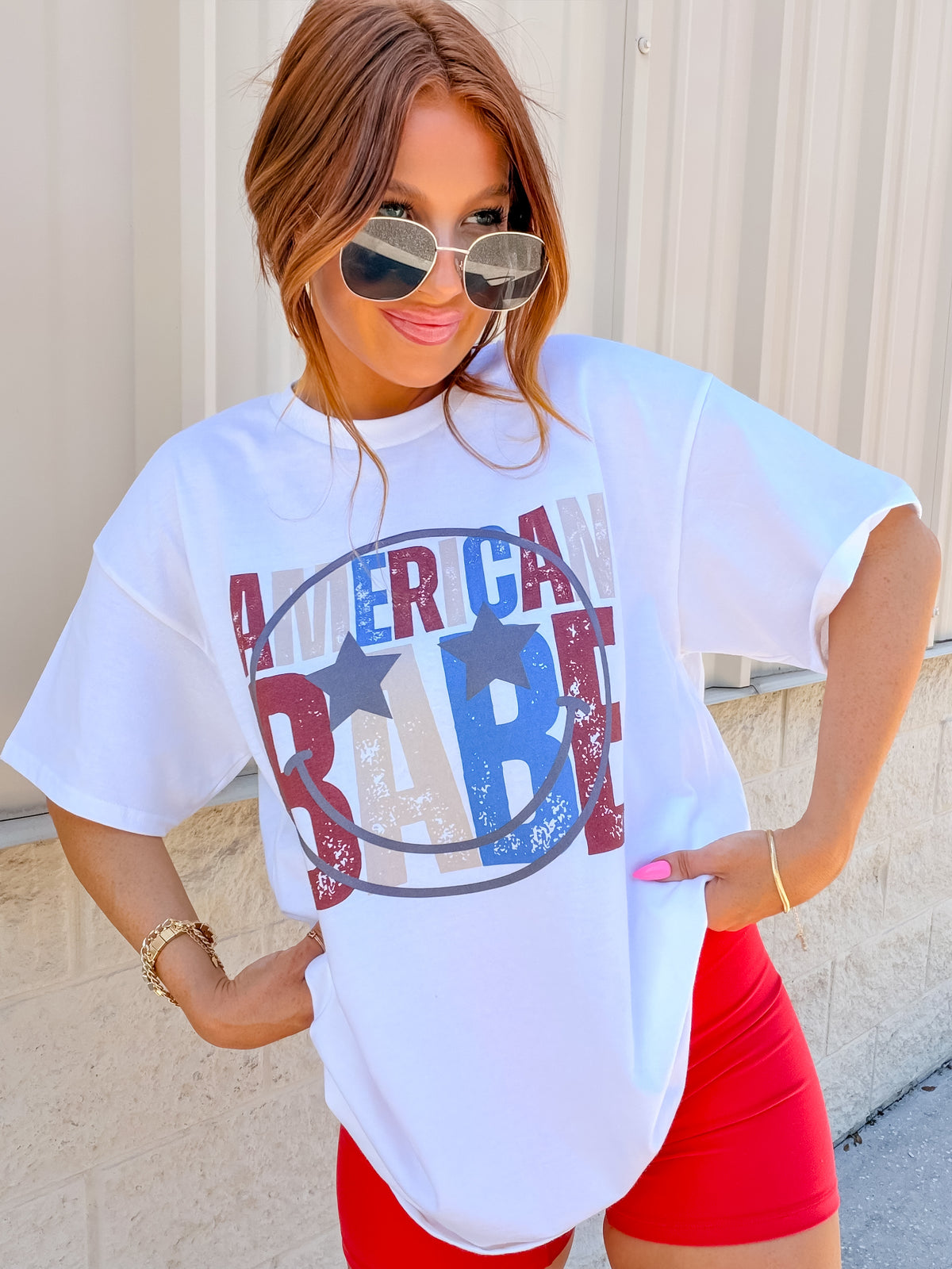 Star American Smiley Graphic Top