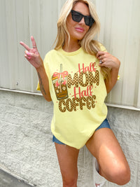 Half Mom Half Coffee Graphic Top