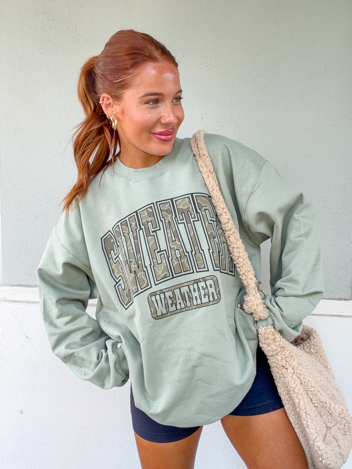 Camo Sweater Weather Graphic Pullover