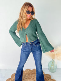 Bold Type Green Bell Sleeve Sweater Top