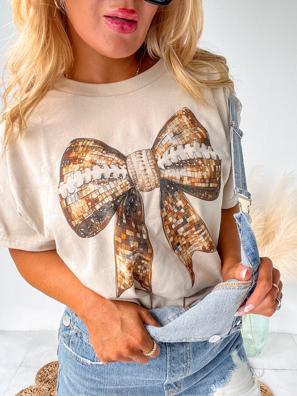 Disco Bow Football Graphic Top