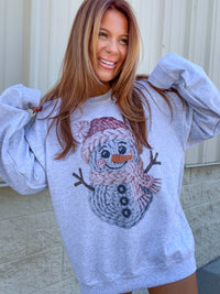 Yarn Snowman Graphic Top
