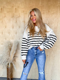 Thankful Hearts Sand Striped Sweater