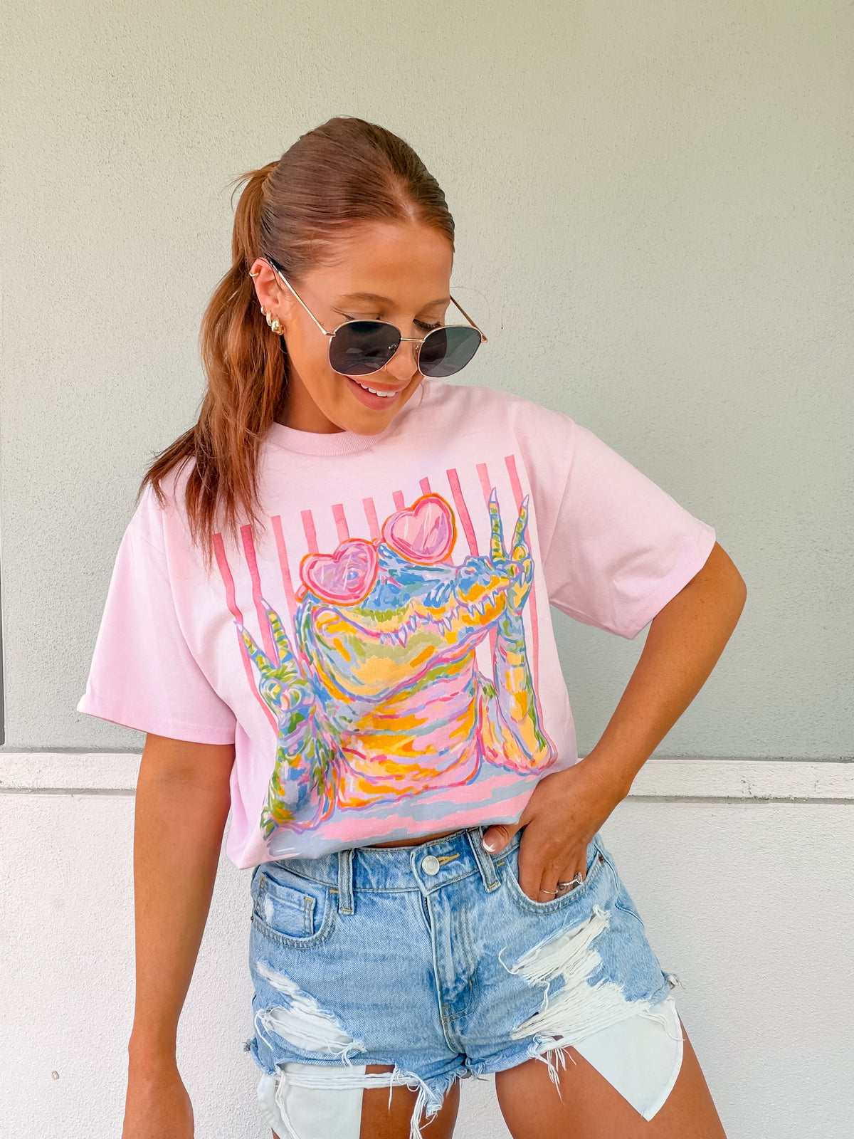 Preppy Gator Graphic Top
