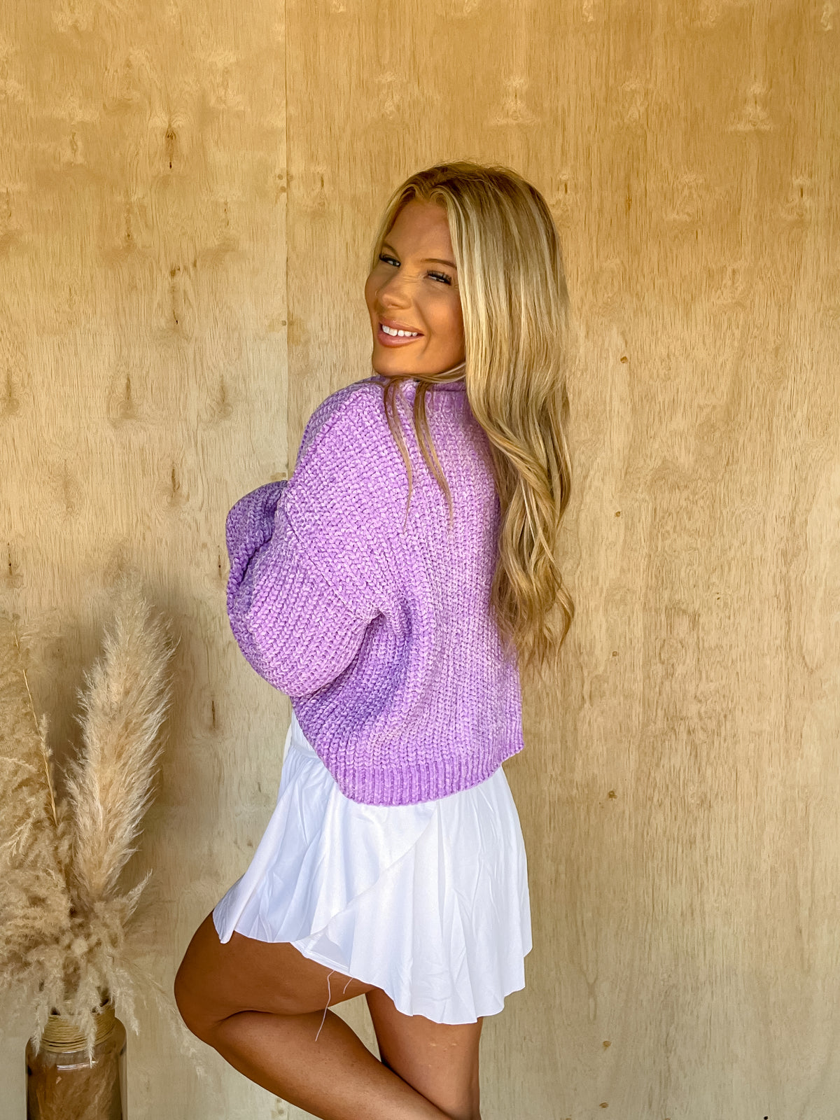 DOORBUSTER - Don't Complicate It Bright Lavender Chenille Sweater