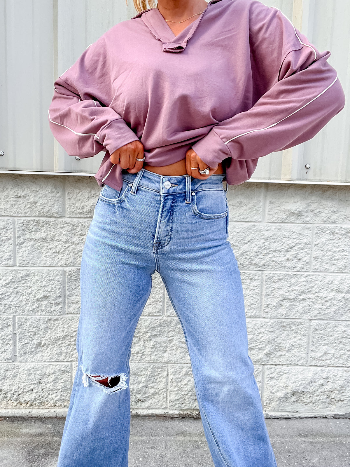 Take Me Back Medium Wash Tummy Control Wide Leg Jean