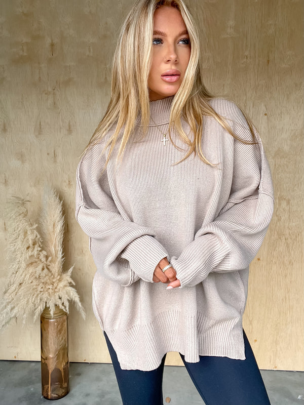 DOORBUSTER - Sweeter Than You Ash Mocha Oversized Sweater