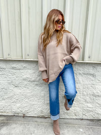 Hold Me Here Light Mocha Oversized Sweater