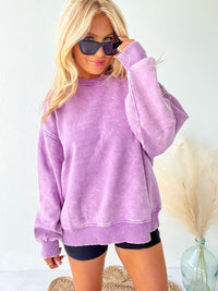 Chasing Calm Oversized Bright Violet Acid Wash Pullover