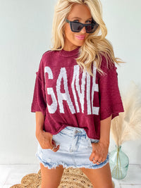 Maroon Game Letting Loose Fit Crop Sweater