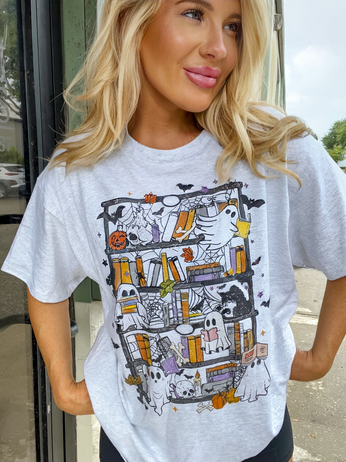 Halloween Bookshelf Graphic Top