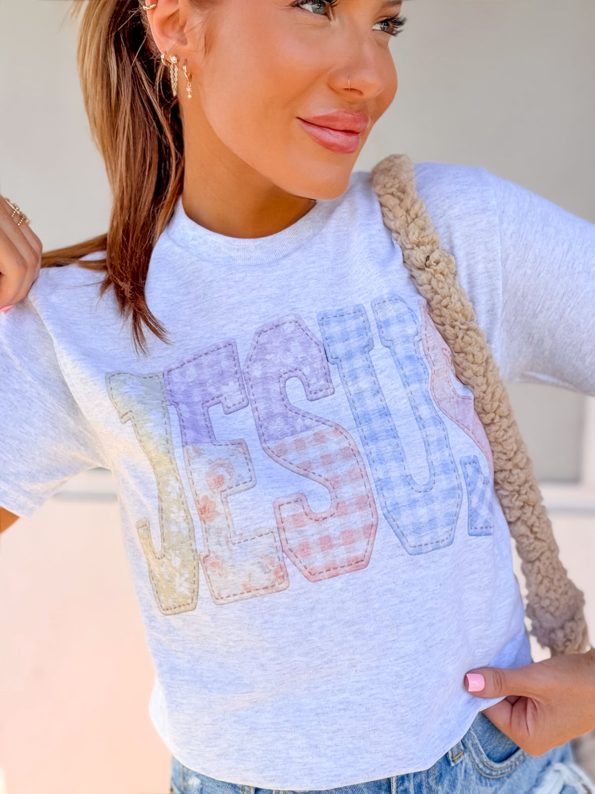 Quilted Jesus Graphic Top