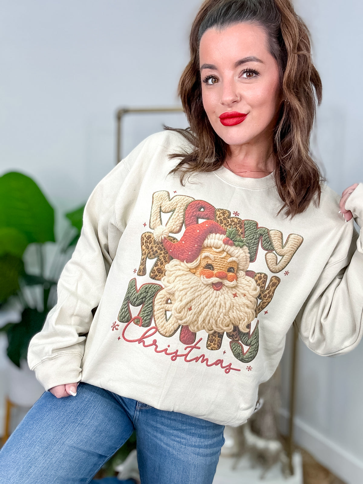 Merry Santa Yarn Graphic Top