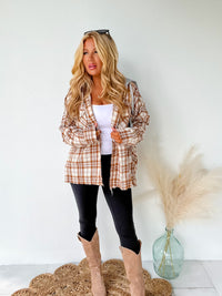 Game Day Brown Flannel Touchdown Shacket