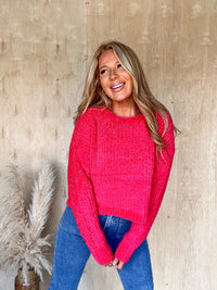 DOORBUSTER - Lifelong Memories Viva Magenta Chenille Sweater