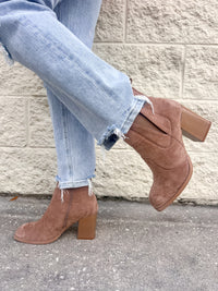 Taupe Suede Chic Bootie