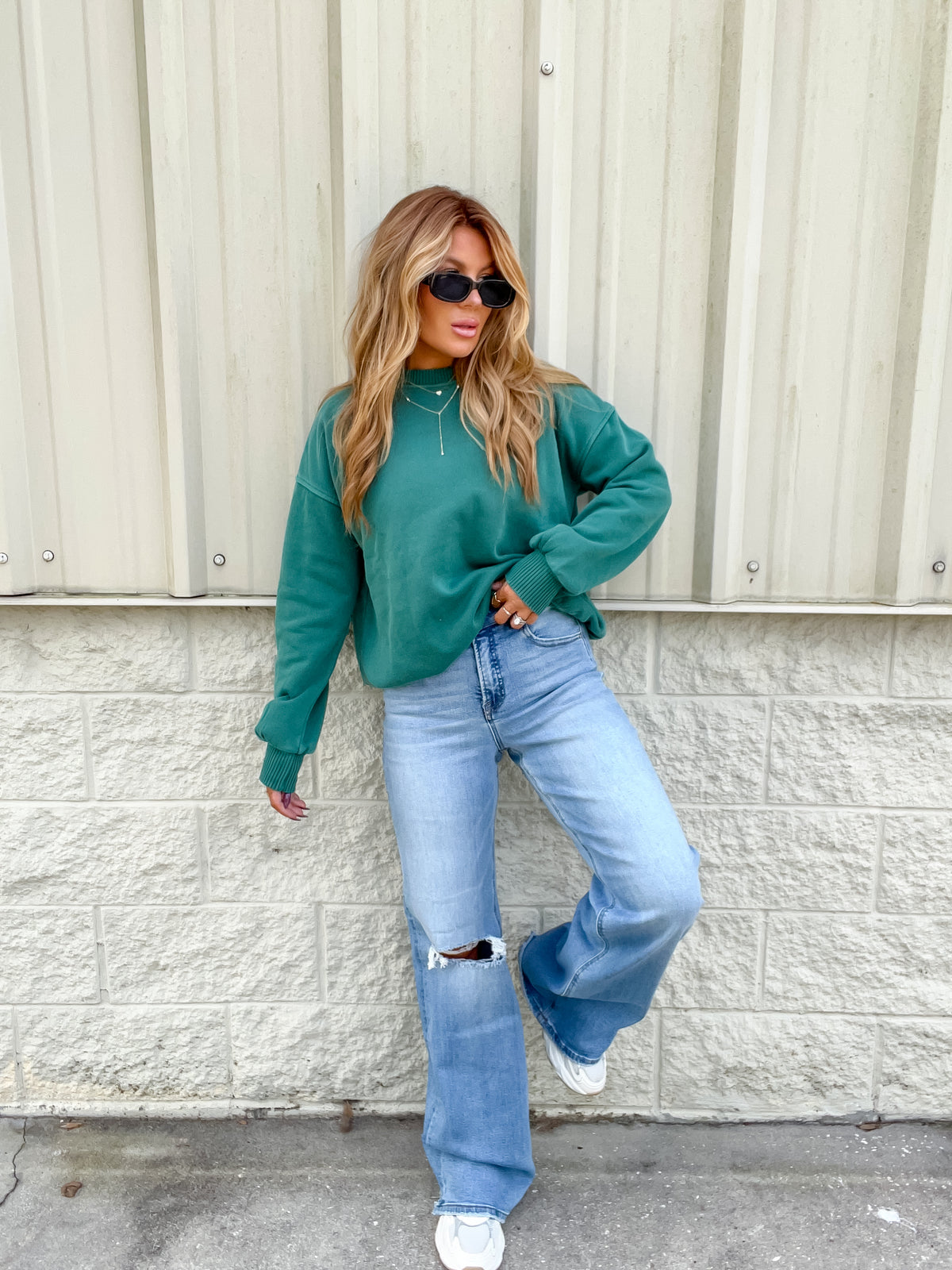 Take Me Back Medium Wash Tummy Control Wide Leg Jean