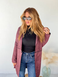 Fearless Energy Burgundy Faux Suede Jacket