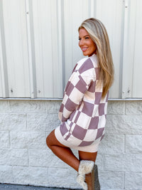 Fall Dreaming Mocha Checkered Dress