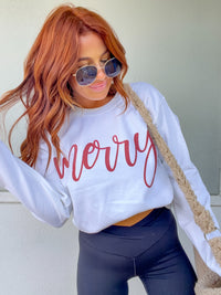 Cursive Merry Graphic Top