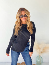 Want You More Black Side Slit Sweater