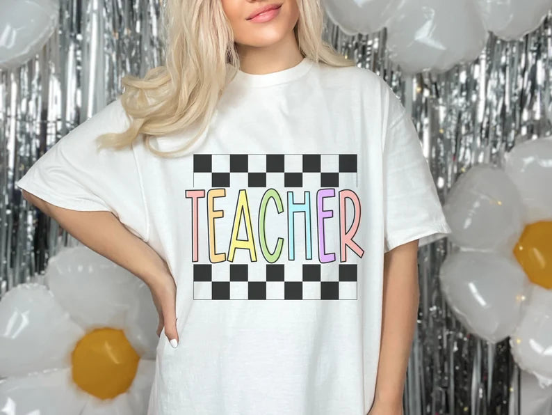 Checkered Teacher Graphic Tee