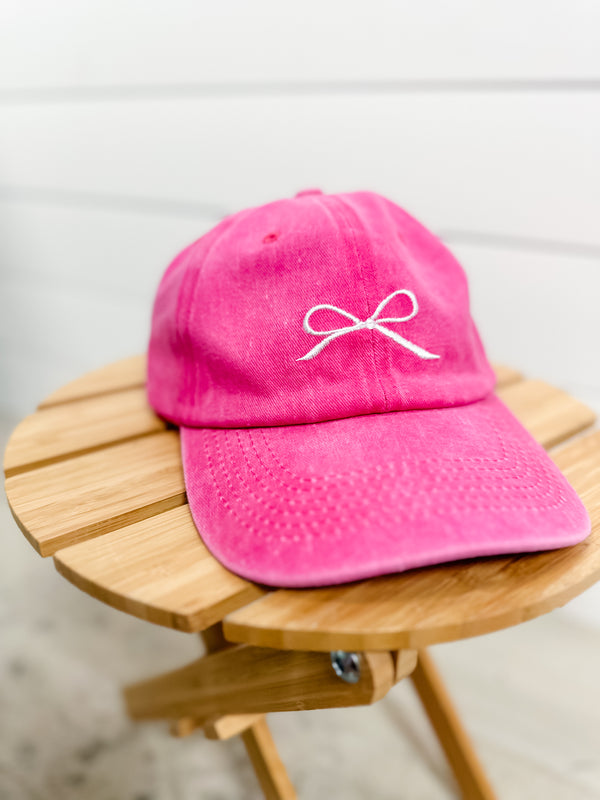 Embroidered Bow Baseball Hat