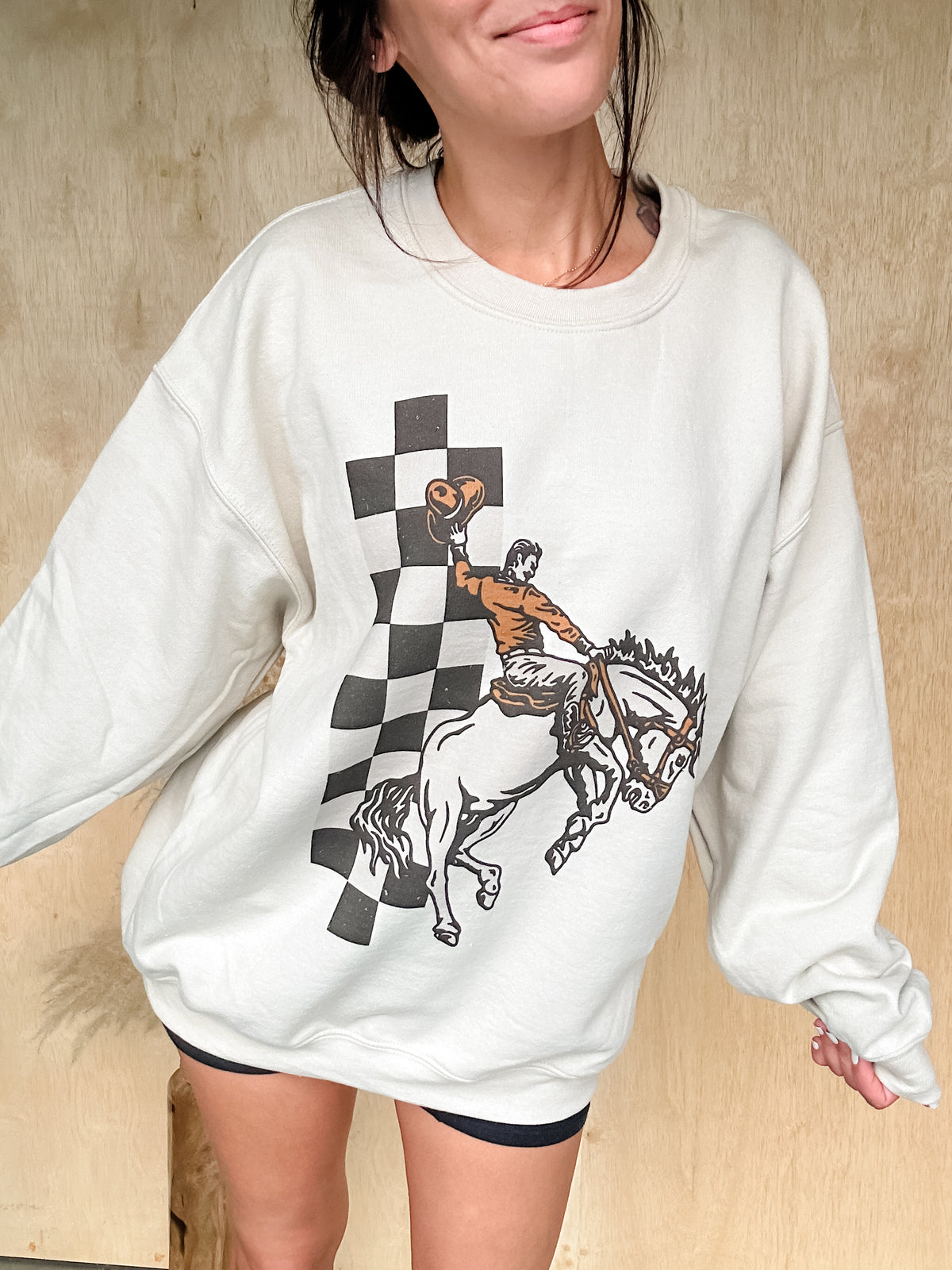 Checker Cowboy Graphic Top