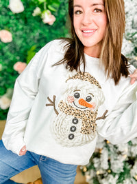 Leopard Yarn Snowman Graphic Top